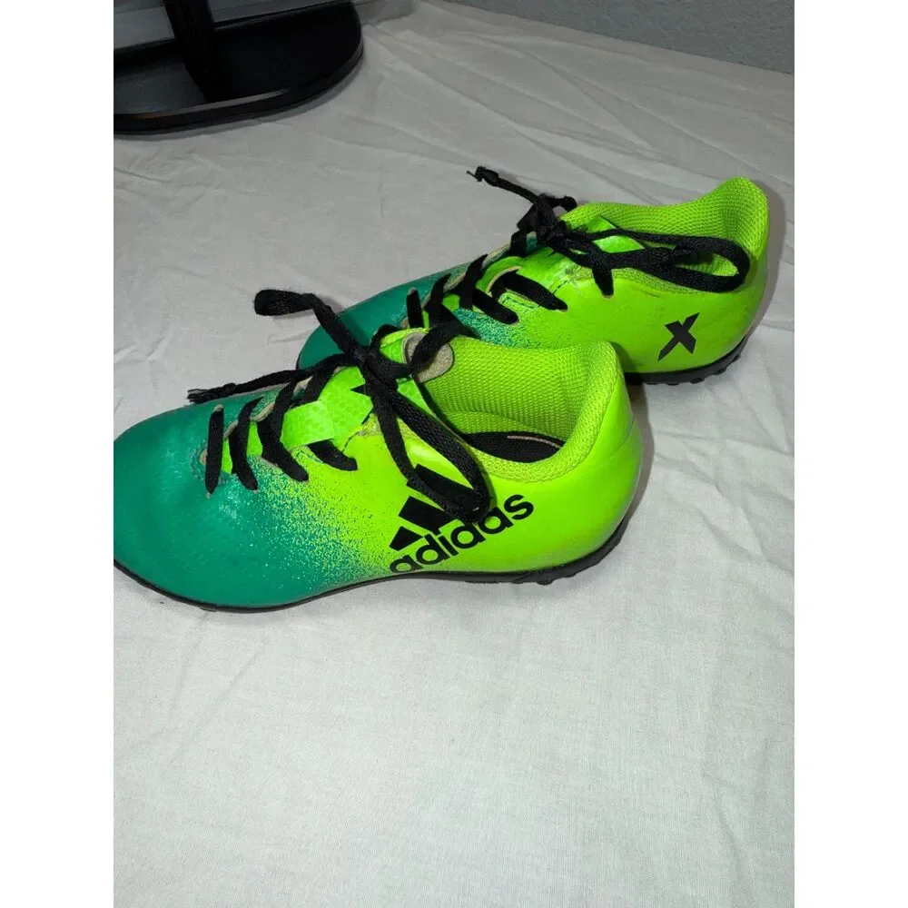 Adidas X Kids Indoor Turf Soccer Shoes – Green/Teal, Size 10.5K